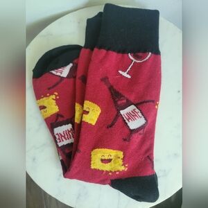 Novelty Socks Wine & Cheese Women's Size 8-11 NEVER WORN